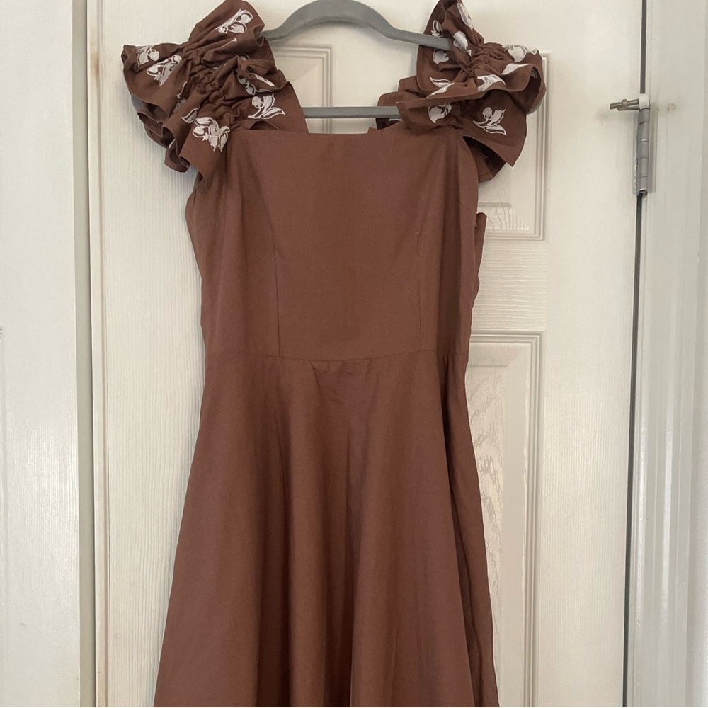 FANM MON Alanya DressElegant Brown Ruffle Dress - Picture 6 of 10